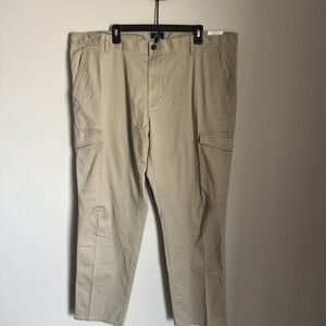 Nwt George Stretch Fashion Cargo Pant Stone Wash Beige Size 42 Mens